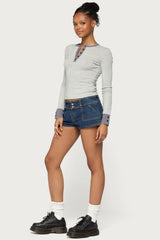 Nakia Contrast Stripey Henley Top
