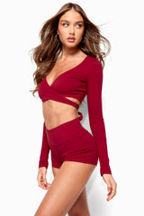 Elinor Long Sleeve Wrap Crop Top