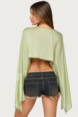 Haily Studded Cape Crop Top