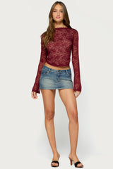Gisele Backless Sheer Lace Top