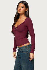 Earla Gathered Center Long Sleeve Top