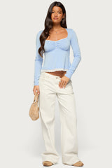 Erla Lacey Long Sleeve Babydoll Top