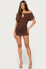 Haely Off Shoulder Keyhole Mini Dress