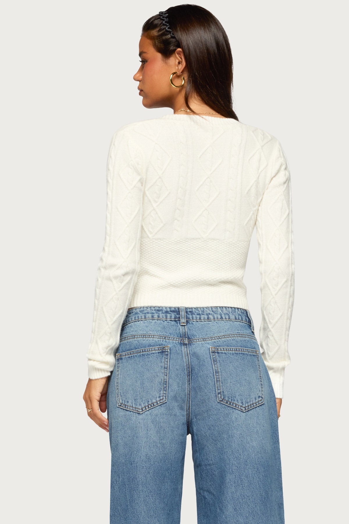 Kitti V Neck Cable Knit Sweater
