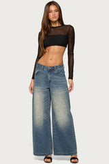 Olisa Long Sleeve Mesh Crop Top