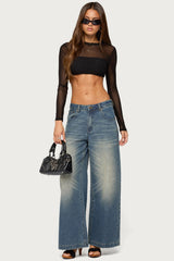 Olisa Long Sleeve Mesh Crop Top