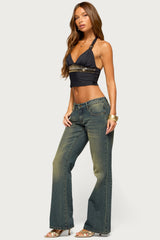 Deysi Embroidered Sequin Halter Top