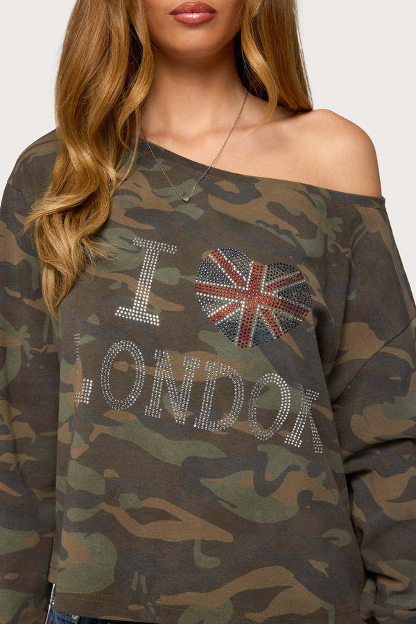 Camo Rhinestone London Top view 2