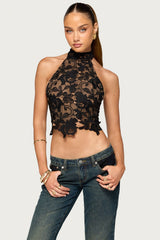 Talista High Neck Lace Halter Top