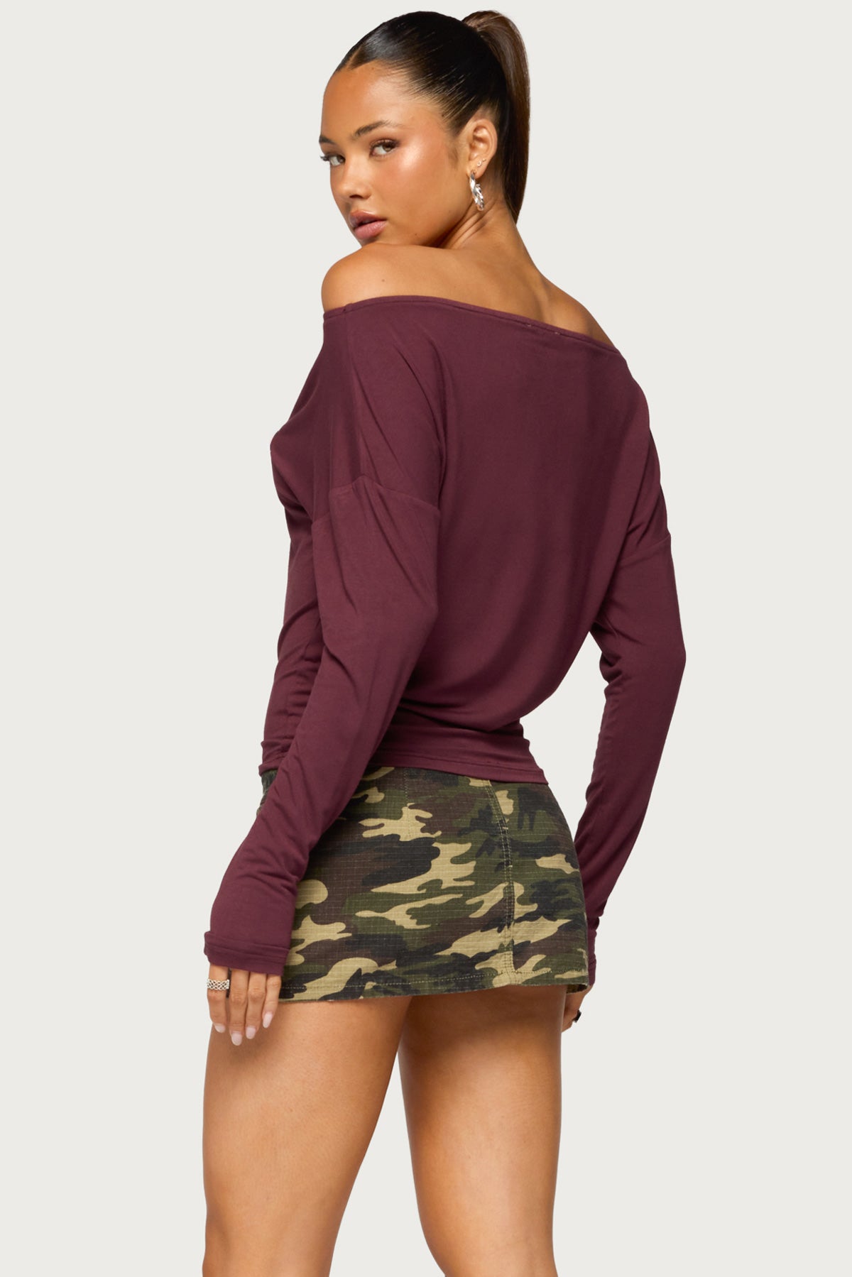 Idie Off Shoulder Long Sleeve Keyhole Top