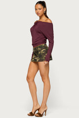 Idie Off Shoulder Long Sleeve Keyhole Top