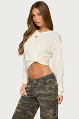 Naely Long Sleeve V Neck Top