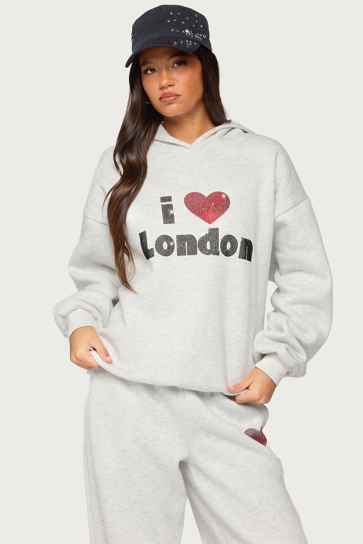 London Obsessed Rhinestone Hoodie