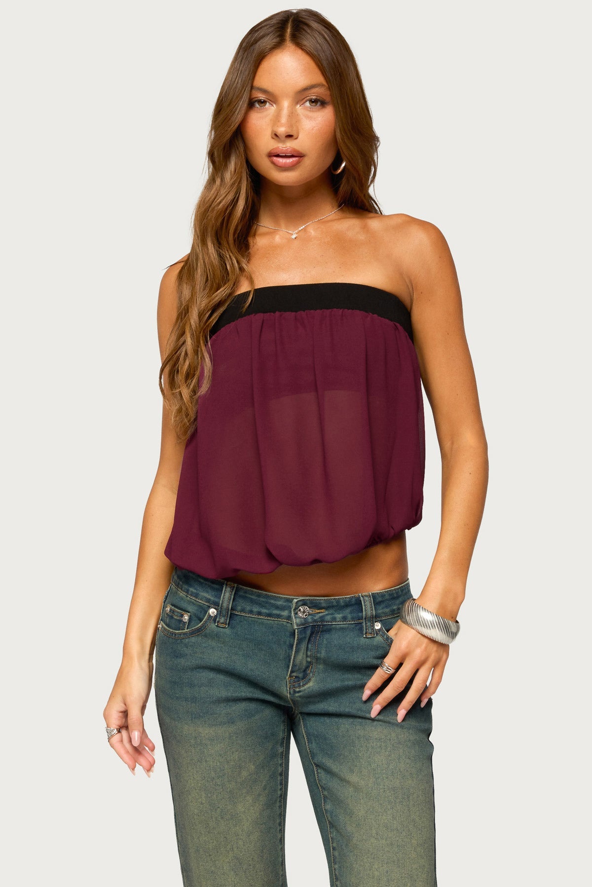 Ulke Chiffon Strapless Tube Top