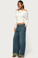 Breda Lacey Off Shoulder Long Sleeve Top