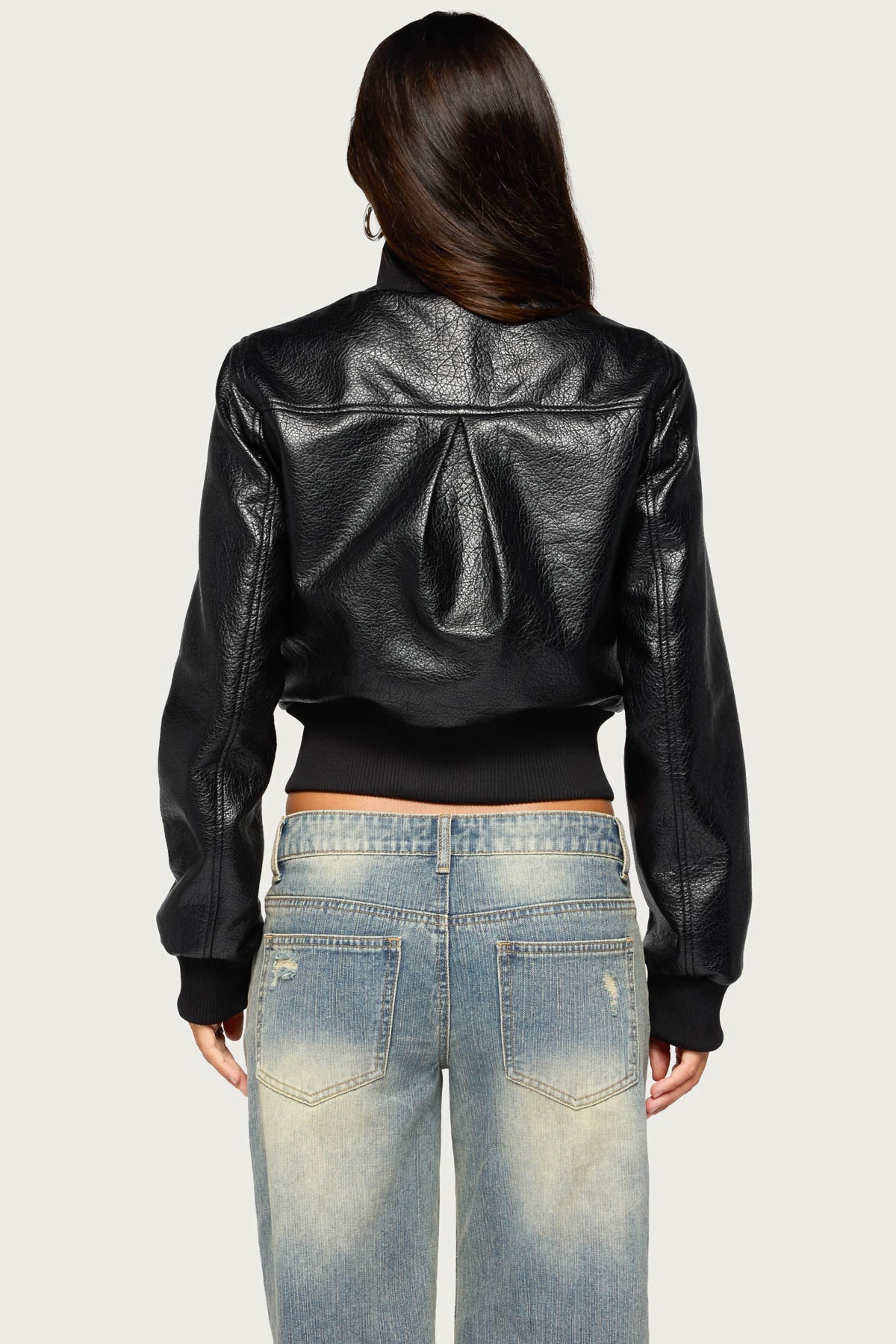 Reara Ribbed Faux Leather Jacket
