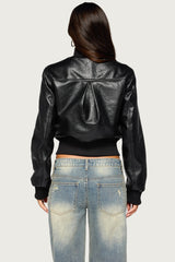 Reara Ribbed Faux Leather Jacket