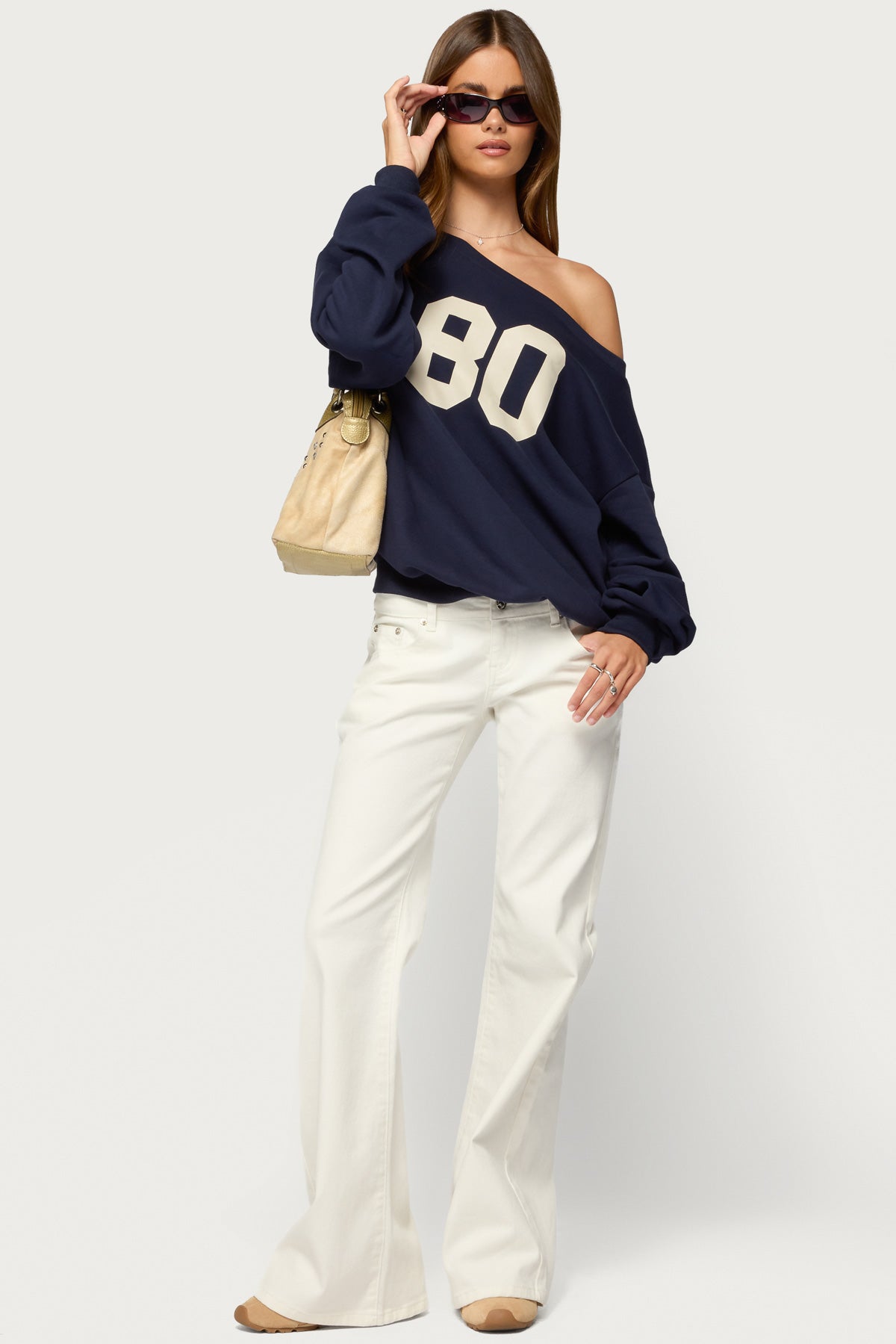 80 Girl Off Shoulder Sweatshirt