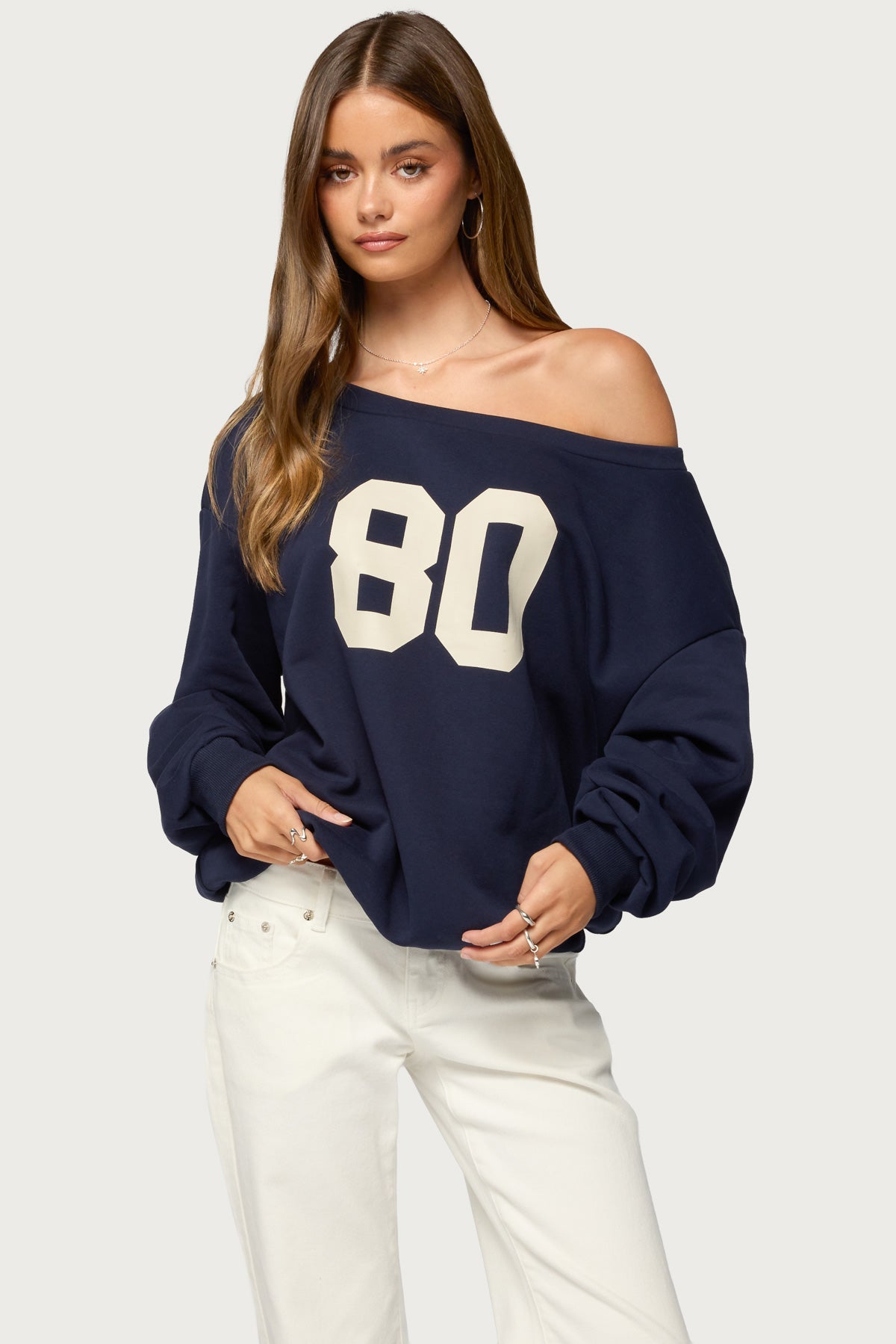 80 Girl Off Shoulder Sweatshirt
