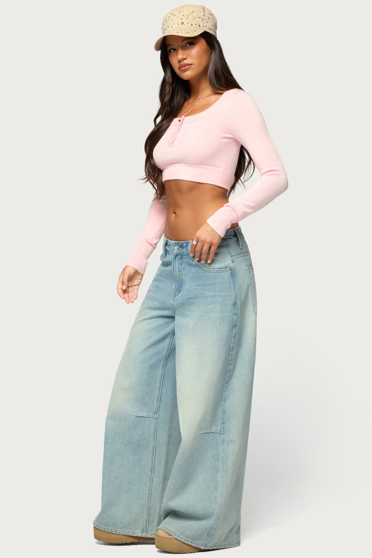 Tammee Knit Henley Crop Top