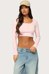 Tammee Knit Henley Crop Top