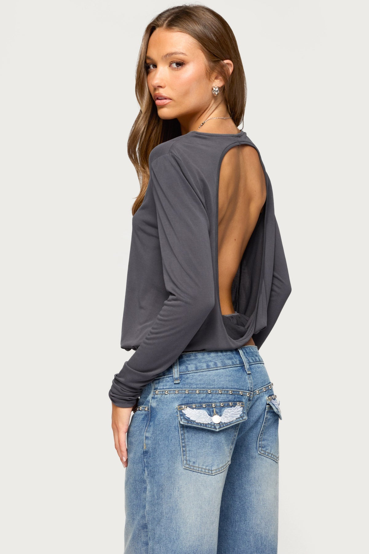 Kinslee Backless Long Sleeve Top