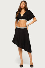 Dida Cropped Beaded V Neck Top