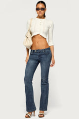 Laile Three-Quarter Sleeve Crop Top