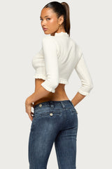 Laile Three-Quarter Sleeve Crop Top