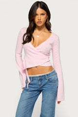 Earle Pointelle Wrap Knit Sweater