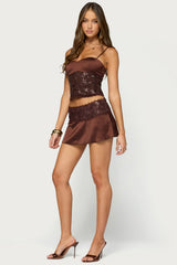 Kya Lacey Satin Effect Mini Skort