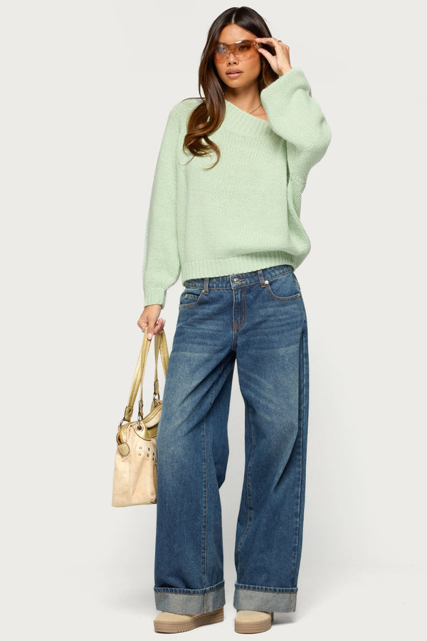 Lanka Oversized Off Shoulder Knit Sweater