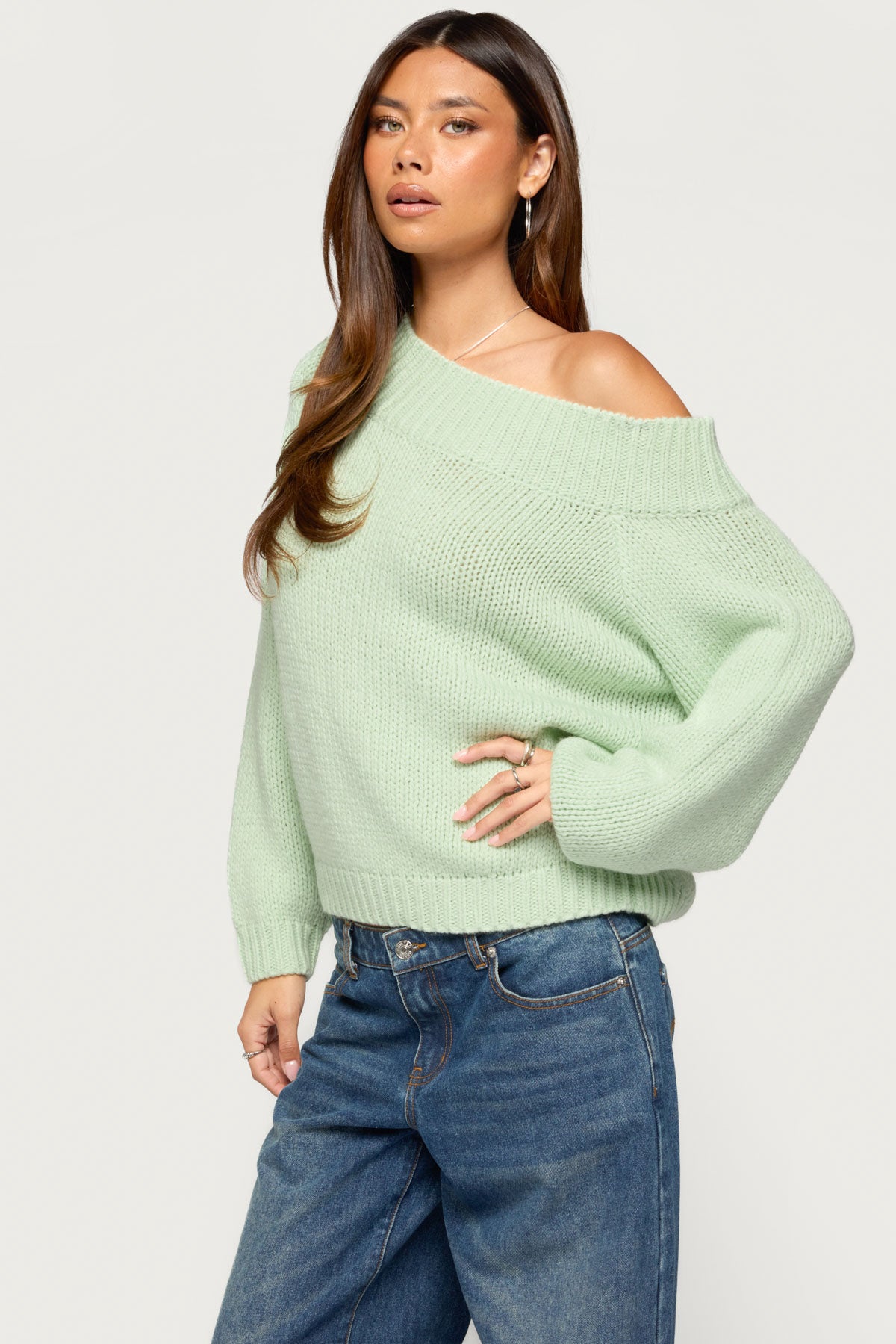 Lanka Oversized Off Shoulder Knit Sweater