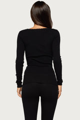 Raira Scalloped Knit Long Sleeve Top