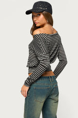 Luiza Striped Off Shoulder Long Sleeve Top