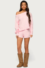Coralee Off Shoulder Cable Knit Sweater