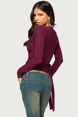 Camri Lacey Long Sleeve Wrap Top