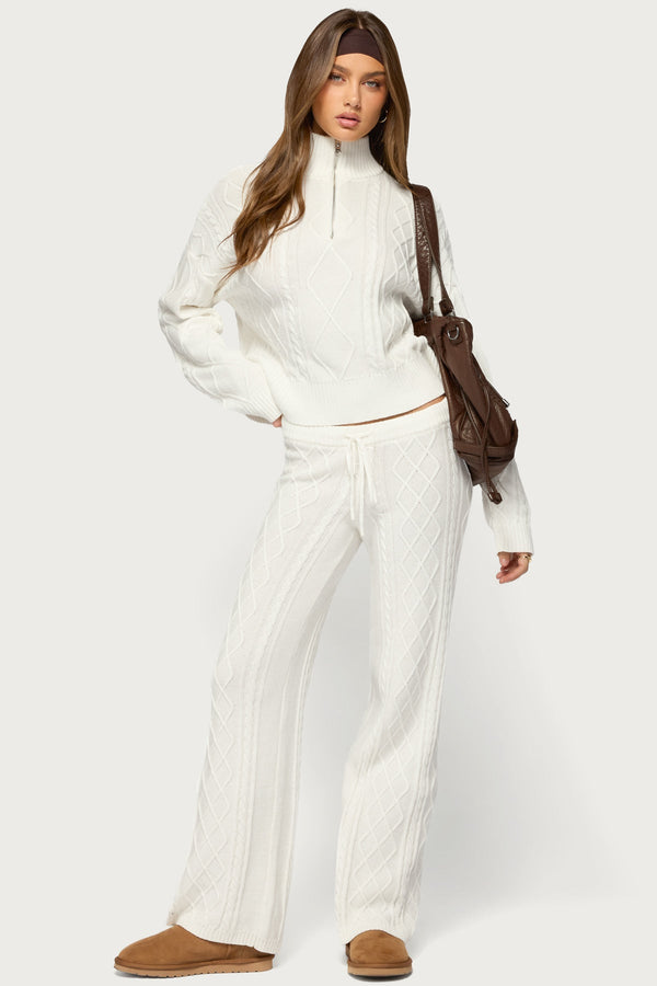 Fika Quarter Zip Cable Knit Sweater