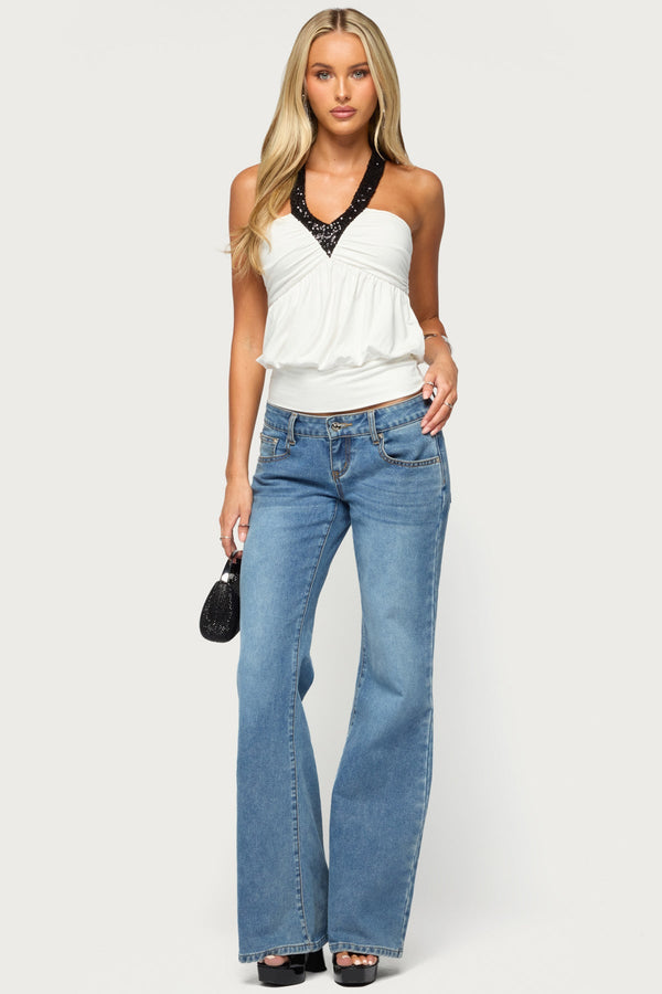 Timara Draped Ruched Sequin Top view 2
