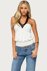 Timara Draped Ruched Sequin Top