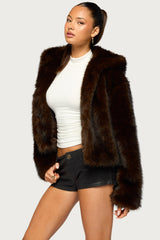 Faylin Hooded Faux Fur Jacket
