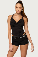 Braelynn Studded Cowl Neck Top