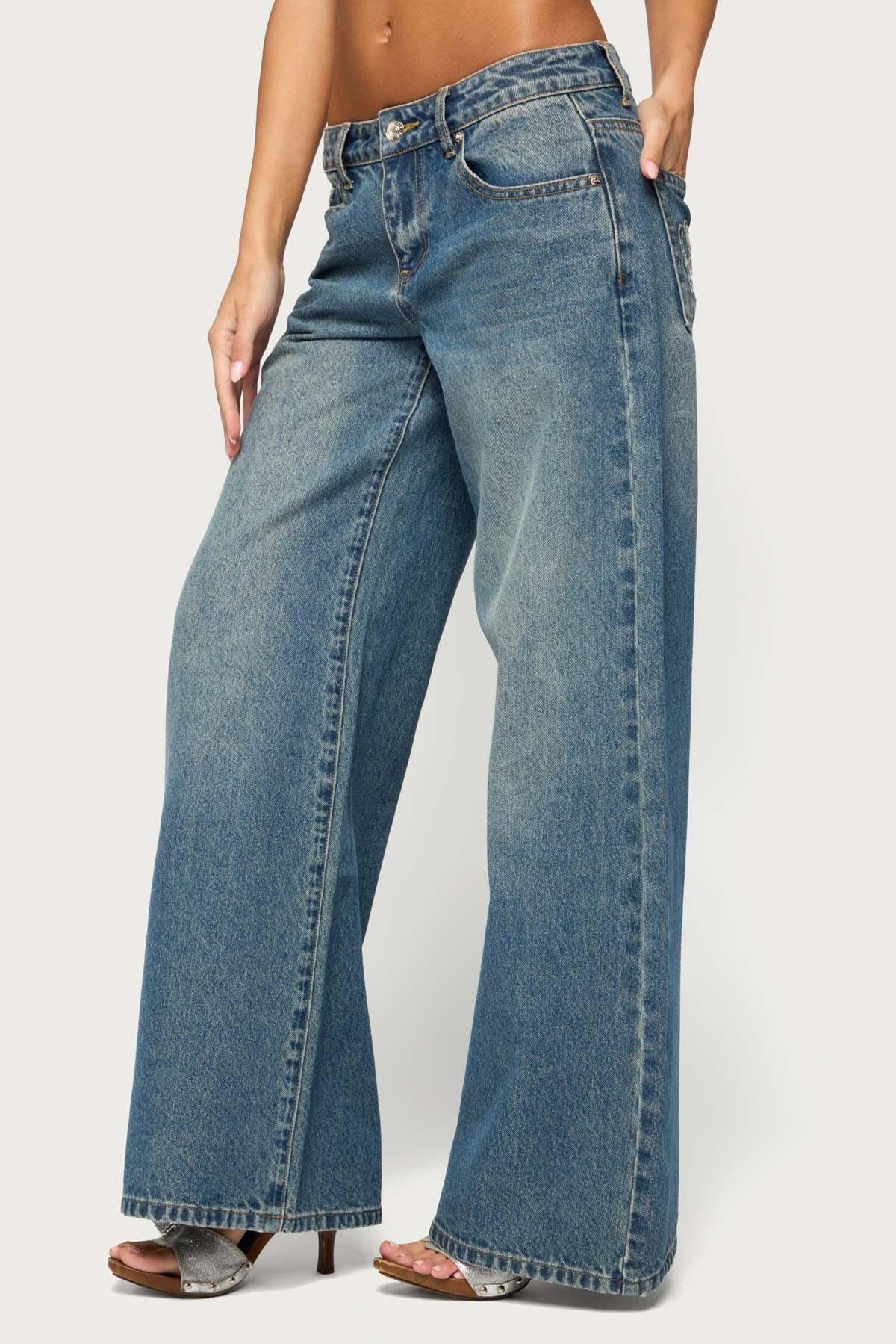 Crown Low Rise Wide Leg Jeans