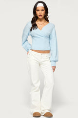 Mayan Pointelle Knit Wrap Sweater