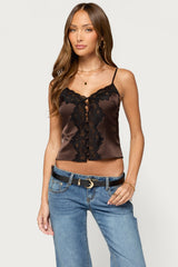 Charleigh Lacey Button Up Satin Effect Top