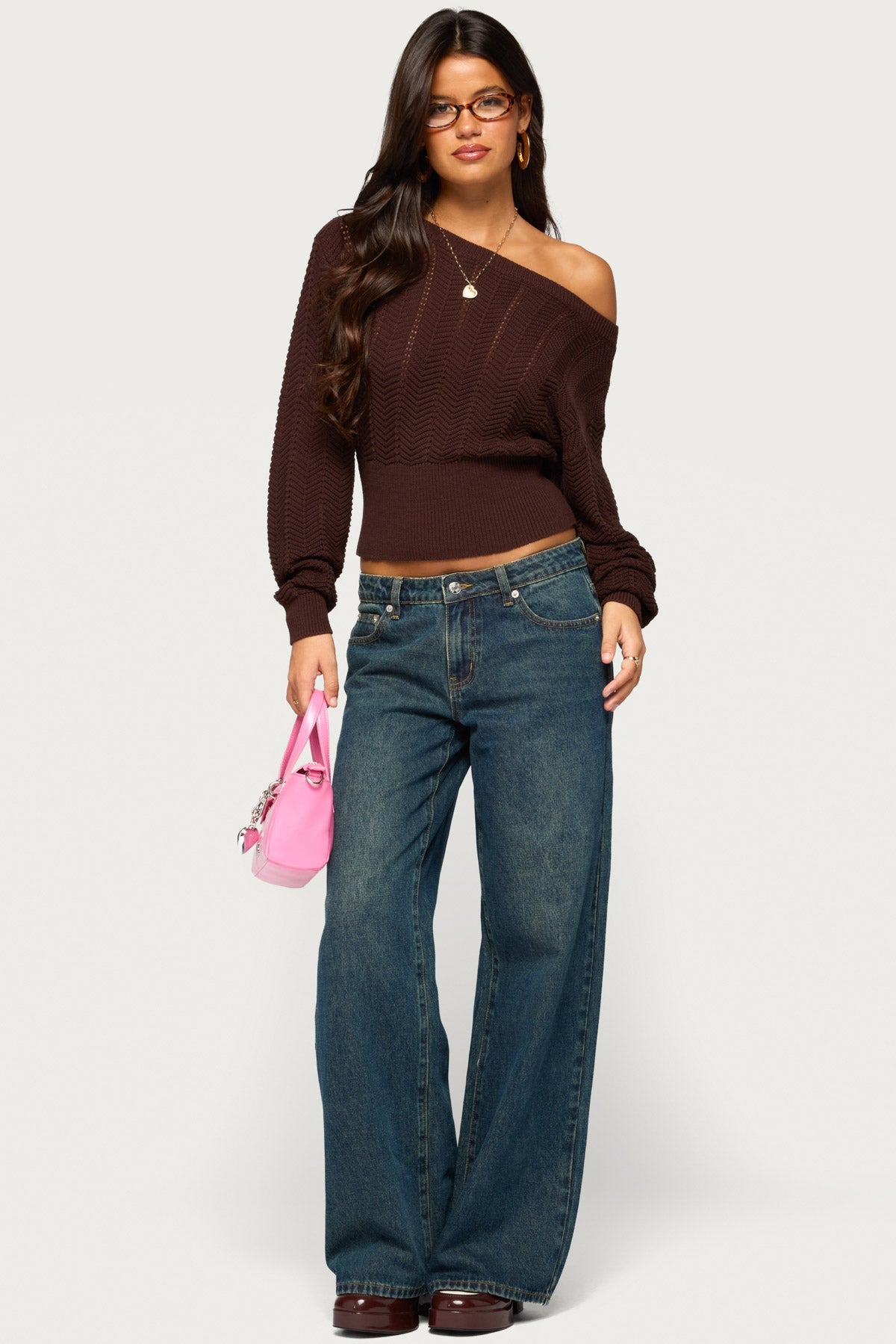 Grasey Off Shoulder Knit Sweater