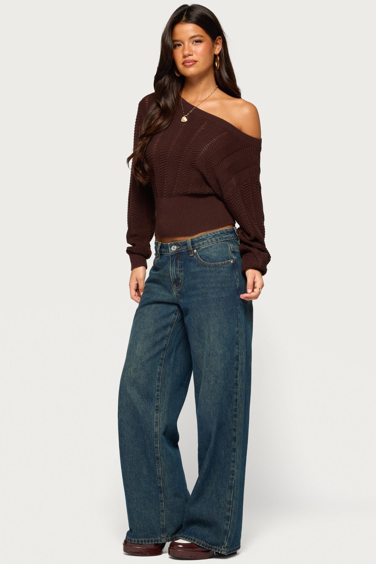 Grasey Off Shoulder Knit Sweater