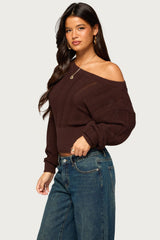 Grasey Off Shoulder Knit Sweater