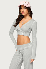 Kathrin Long Sleeve Cropped Stitched Top