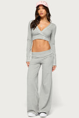 Kathrin Long Sleeve Cropped Stitched Top